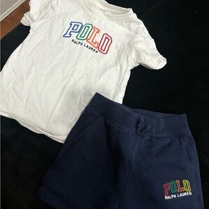 Ralph Lauren Kids Polo T-Shirt and Shorts Set - White and Navy